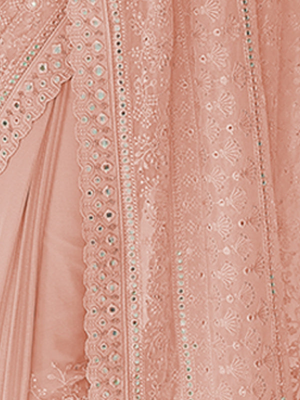 Pink Georgette Saree With Unstitched Blouse Clothsvilla