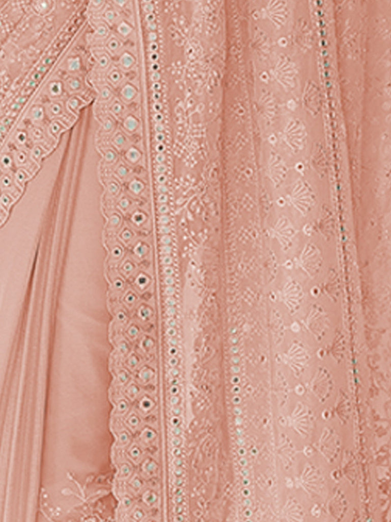 Pink Georgette Saree With Unstitched Blouse Clothsvilla