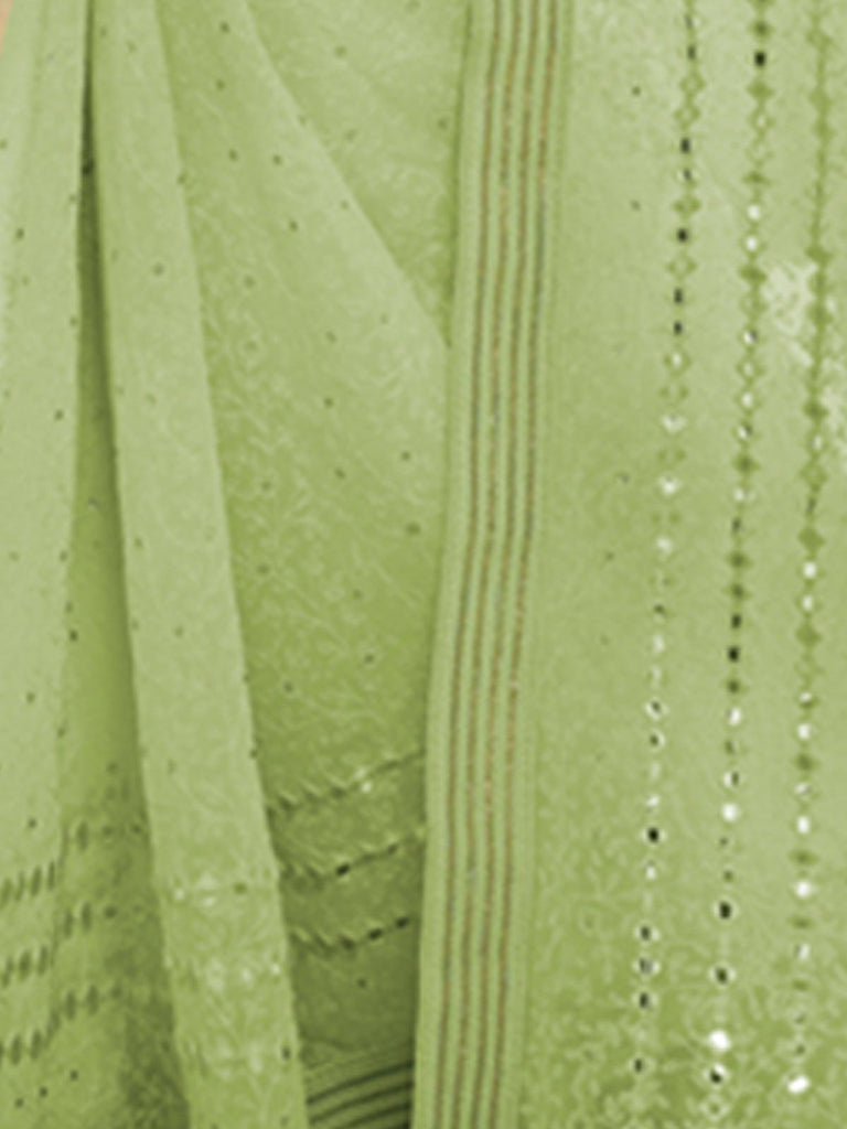 Green Georgette Saree With Unstitched Blouse Clothsvilla