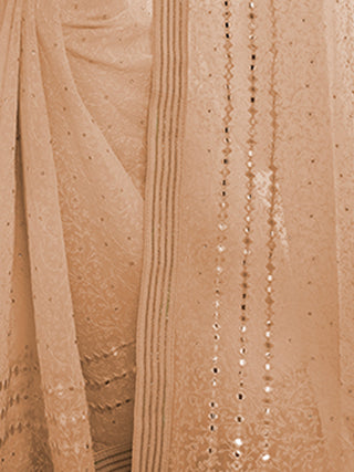 Beige Georgette Saree With Unstitched Blouse Clothsvilla