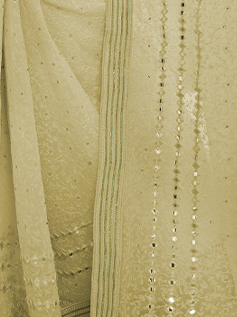 Olive Georgette Saree With Unstitched Blouse Clothsvilla