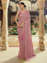 Load image into Gallery viewer, Pink Soft Net Saree With Unstitched Blouse Clothsvilla