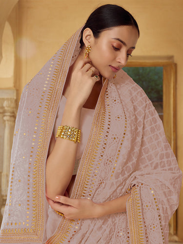 Beige Georgette Saree With Unstitched Blouse Clothsvilla
