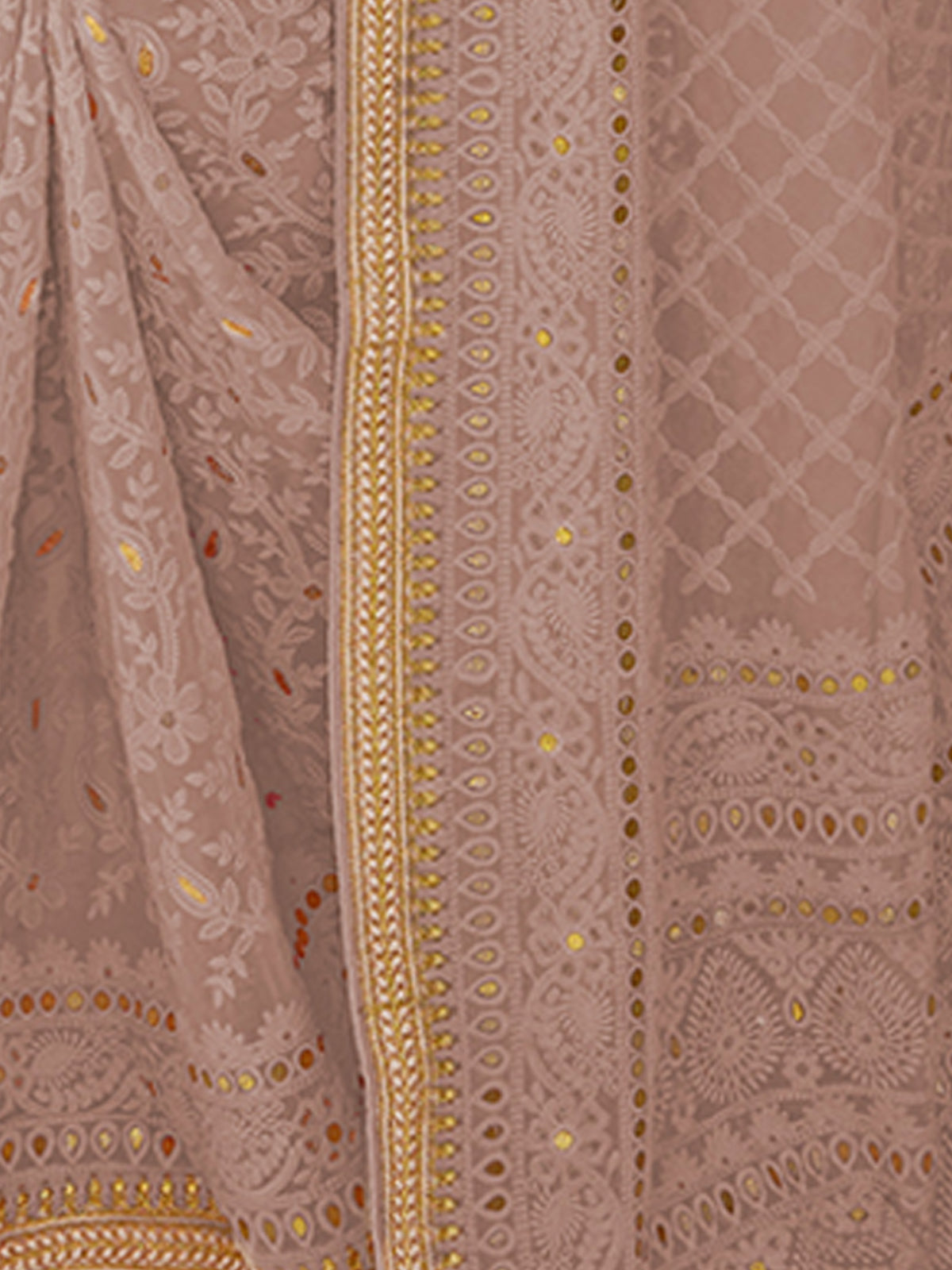 Beige Georgette Saree With Unstitched Blouse Clothsvilla