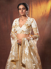 Load image into Gallery viewer, Beige Resham, Zari, Sequins Semi Stitched Lehenga With Unstitched Blouse Clothsvilla