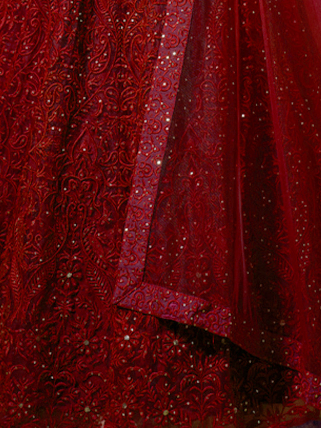 Maroon Sequins, Thread Semi Stitched Lehenga With Unstitched Blouse Clothsvilla