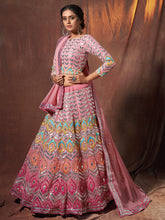 Load image into Gallery viewer, Pink Embroidered Georgette Semi Stitched Lehenga With Unstitched Blouse Clothsvilla