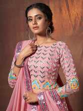 Load image into Gallery viewer, Pink Embroidered Georgette Semi Stitched Lehenga With Unstitched Blouse Clothsvilla