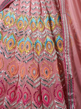 Load image into Gallery viewer, Pink Embroidered Georgette Semi Stitched Lehenga With Unstitched Blouse Clothsvilla