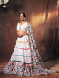 Load image into Gallery viewer, White Embroidered Georgette Semi Stitched Lehenga With Unstitched Blouse Clothsvilla
