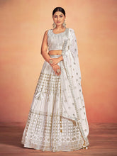 Load image into Gallery viewer, White Georgette Sequins Stitched Lehenga Choli Clothsvilla