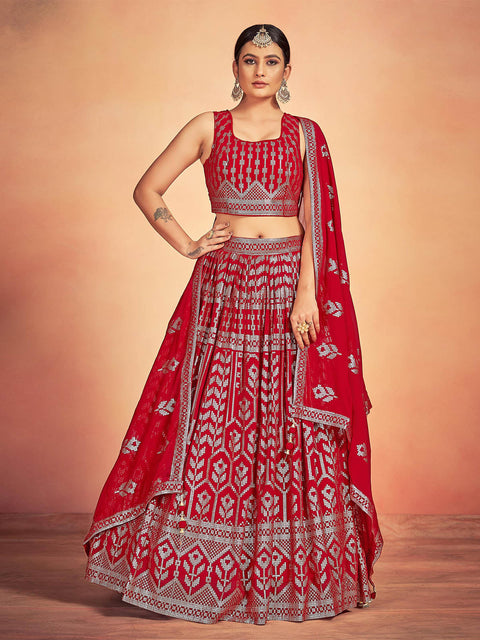 Red Georgette Sequins Stitched Lehenga Choli Clothsvilla Main image
