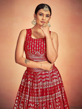 Load image into Gallery viewer, Red Georgette Sequins Stitched Lehenga Choli Clothsvilla