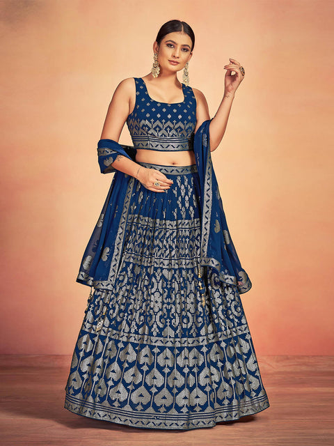 Blue Georgette Sequins Stitched Lehenga Choli Clothsvilla Main image