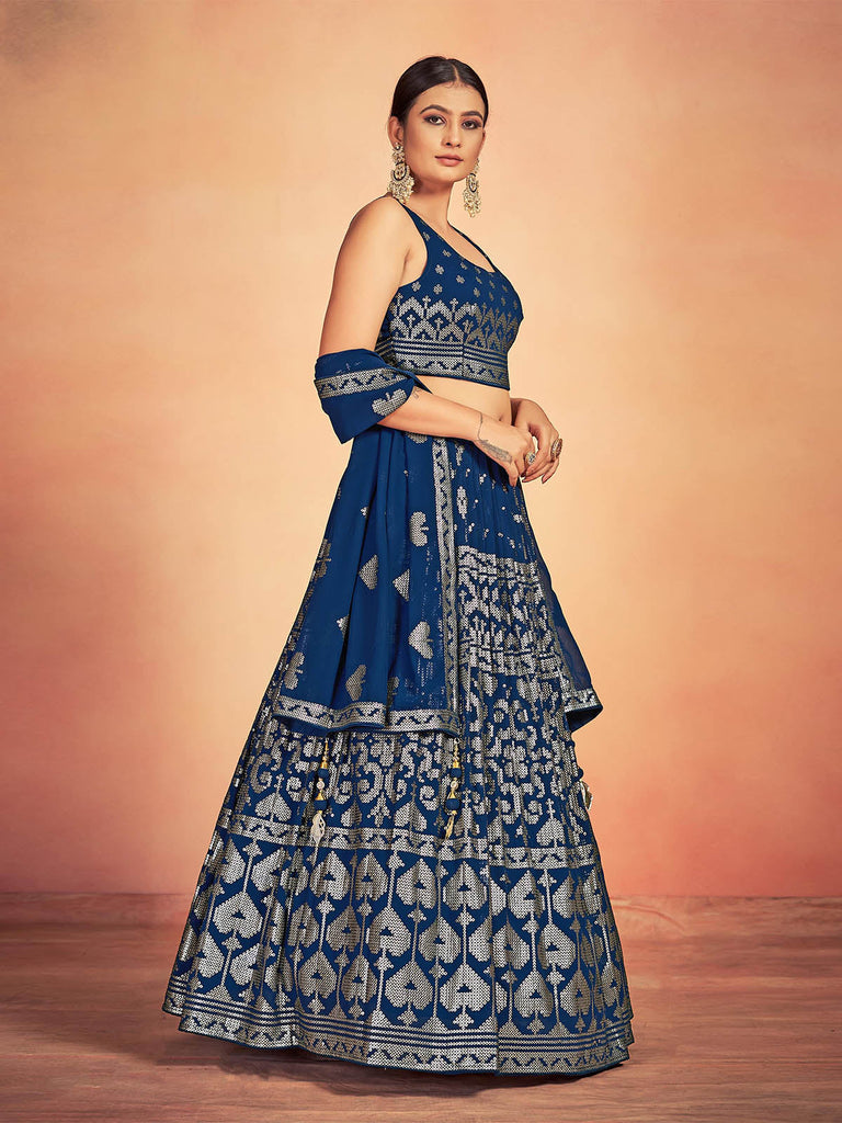 Blue Georgette Sequins Stitched Lehenga Choli Clothsvilla