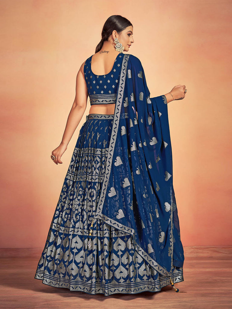 Blue Georgette Sequins Stitched Lehenga Choli Clothsvilla