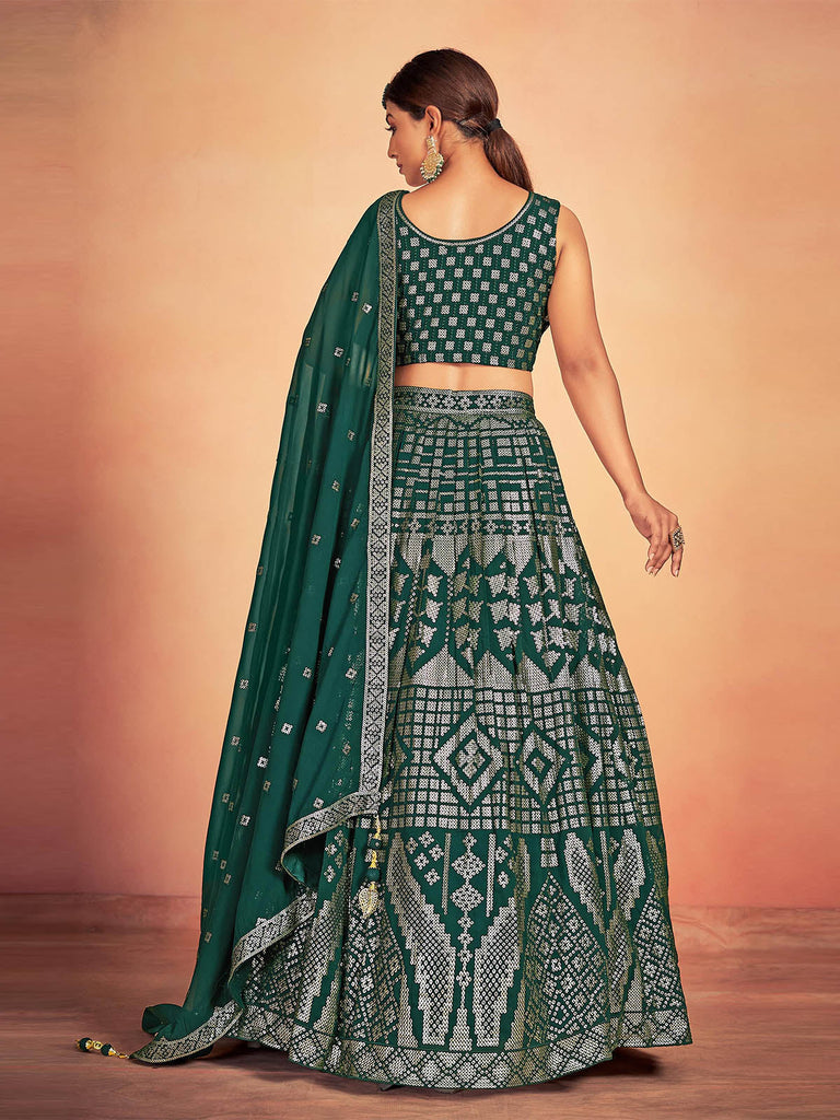 Green Georgette Sequins Stitched Lehenga Choli Clothsvilla