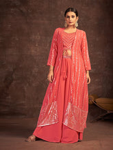 Load image into Gallery viewer, Orange Georgette Stitched Sequins Indo Western Clothsvilla