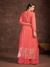 Load image into Gallery viewer, Orange Georgette Stitched Sequins Indo Western Clothsvilla