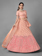 Load image into Gallery viewer, Peach Soft Net Semi Stitched Lehenga With Unstitched Blouse Clothsvilla