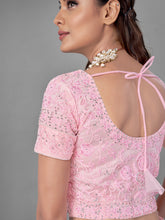 Load image into Gallery viewer, Pink Soft Net Semi Stitched Lehenga With Unstitched Blouse Clothsvilla