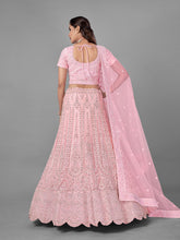 Load image into Gallery viewer, Pink Soft Net Semi Stitched Lehenga With Unstitched Blouse Clothsvilla