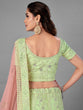Load image into Gallery viewer, Green Embroidered Soft Net Semi Stitched Lehenga With Unstitched Blouse Clothsvilla