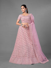 Load image into Gallery viewer, Pink Embroidered Semi Stitched Lehenga With Unstitched Blouse Clothsvilla