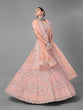 Load image into Gallery viewer, Peach Embroidered Soft Net Semi Stitched Lehenga With Unstitched Blouse Clothsvilla