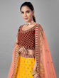 Load image into Gallery viewer, Mustard Embroidered Velvet Semi Stitched Lehenga With Unstitched Blouse Clothsvilla