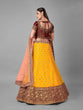 Load image into Gallery viewer, Mustard Embroidered Velvet Semi Stitched Lehenga With Unstitched Blouse Clothsvilla