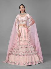 Load image into Gallery viewer, Pink Soft Net Semi Stitched Lehenga With Unstitched Blouse Clothsvilla