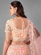 Load image into Gallery viewer, Peach Embroidered Soft Net Semi Stitched Lehenga With Unstitched Blouse Clothsvilla