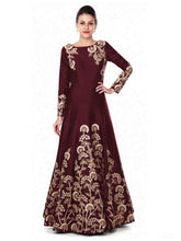 Load image into Gallery viewer, Stunning Tafetta Silk Maroon Semi Stitched Gown Clothsvilla