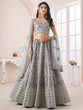 Load image into Gallery viewer, Grey Art Silk Embroidered Semi Stitched Lehenga With Unstitched Blouse Clothsvilla
