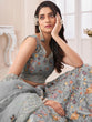 Load image into Gallery viewer, Grey Art Silk Embroidered Semi Stitched Lehenga With Unstitched Blouse Clothsvilla