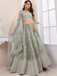 Load image into Gallery viewer, Green Art Silk Embroidered Semi Stitched Lehenga With Unstitched Blouse Clothsvilla
