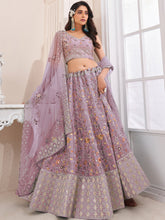 Load image into Gallery viewer, Pink Art Silk Embroidered Semi Stitched Lehenga With Unstitched Blouse Clothsvilla