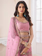 Load image into Gallery viewer, Pink Soft Net Embroidered Semi Stitched Lehenga With Unstitched Blouse Clothsvilla