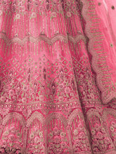 Load image into Gallery viewer, Pink Soft Net Embroidered Semi Stitched Lehenga With Unstitched Blouse Clothsvilla