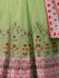 Load image into Gallery viewer, Green Georgette Embroidered Semi Stitched Lehenga With Unstitched Blouse Clothsvilla