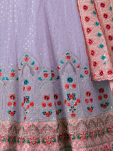 Load image into Gallery viewer, Purple Georgette Embroidered Semi Stitched Lehenga With Unstitched Blouse Clothsvilla