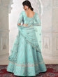 Load image into Gallery viewer, Turquoise Georgette Embroidered Semi Stitched Lehenga With Unstitched Blouse Clothsvilla