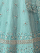 Load image into Gallery viewer, Turquoise Georgette Embroidered Semi Stitched Lehenga With Unstitched Blouse Clothsvilla