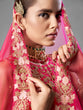 Load image into Gallery viewer, Red Thread Embroidered Soft Net Semi Stitched Lehenga With Unstitched Blouse Clothsvilla