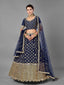 Dark Blue Art Silk Semi Stitched Lehenga With Unstitched Blouse Clothsvilla