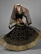 Load image into Gallery viewer, Black Embroidered Georgette Semi Stitched Lehenga With Unstitched Blouse Clothsvilla