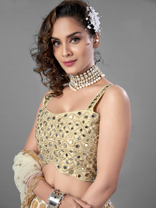 Apricot Embroidered Viscose Silk Semi Stitched Lehenga With Unstitched Blouse Clothsvilla