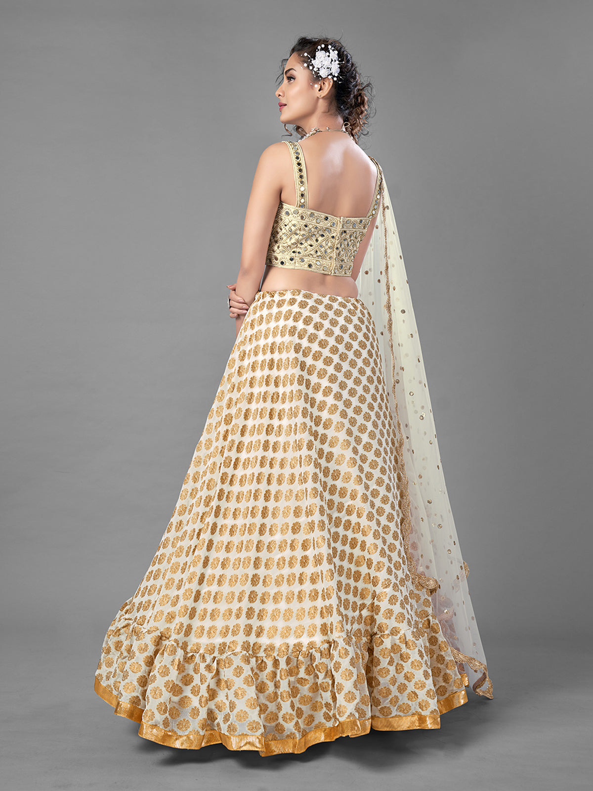 Apricot Embroidered Viscose Silk Semi Stitched Lehenga With Unstitched Blouse Clothsvilla