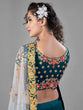 Load image into Gallery viewer, Teal Satin Velvet Semi Stitched Lehenga With Unstitched Blouse Clothsvilla